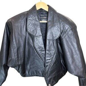 Calphalon Black Leather Cropped Jacket